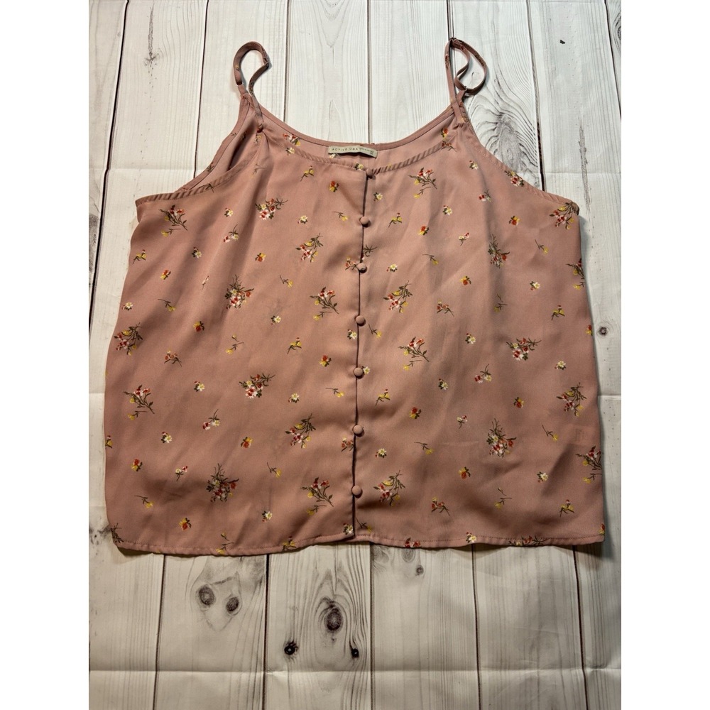 Women’s Active USA Mauve Floral Pink Tank Top Blouse Size 1XL